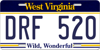 WV license plate DRF520