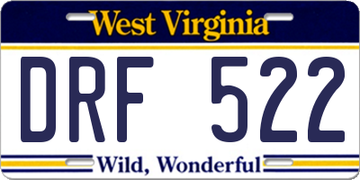 WV license plate DRF522