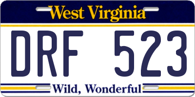 WV license plate DRF523
