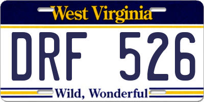 WV license plate DRF526