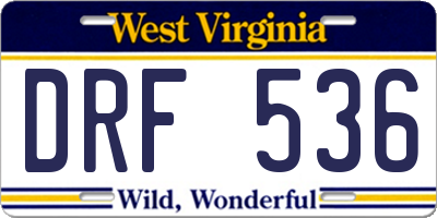 WV license plate DRF536