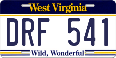 WV license plate DRF541