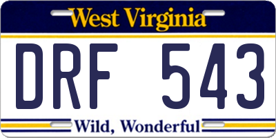 WV license plate DRF543
