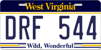 WV license plate DRF544
