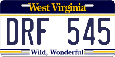 WV license plate DRF545