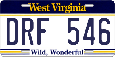 WV license plate DRF546