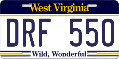 WV license plate DRF550