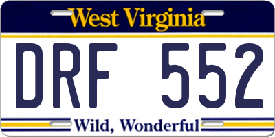 WV license plate DRF552