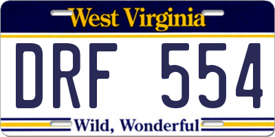 WV license plate DRF554