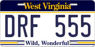 WV license plate DRF555
