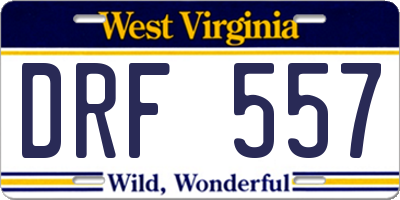 WV license plate DRF557