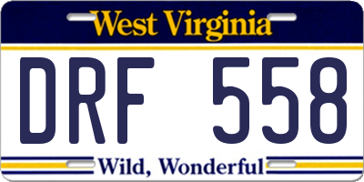 WV license plate DRF558