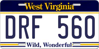 WV license plate DRF560