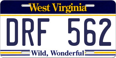 WV license plate DRF562
