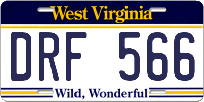 WV license plate DRF566