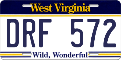 WV license plate DRF572