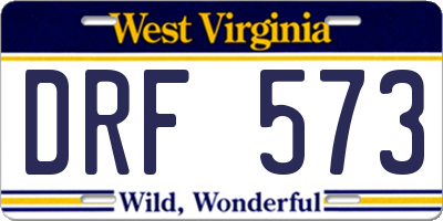 WV license plate DRF573