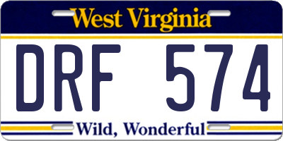 WV license plate DRF574