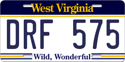 WV license plate DRF575