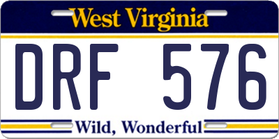 WV license plate DRF576