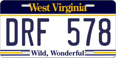 WV license plate DRF578