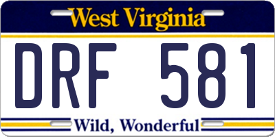 WV license plate DRF581