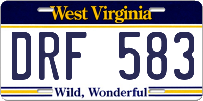 WV license plate DRF583