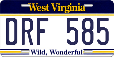 WV license plate DRF585