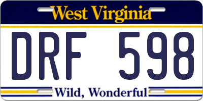 WV license plate DRF598