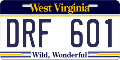 WV license plate DRF601