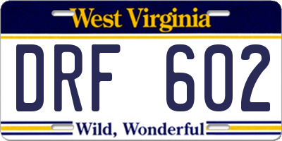WV license plate DRF602
