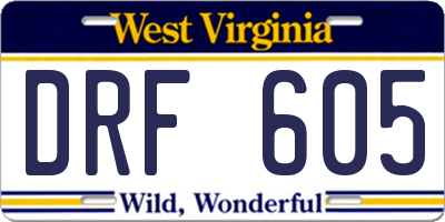 WV license plate DRF605