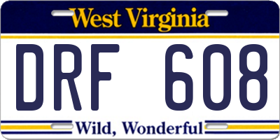WV license plate DRF608
