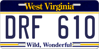 WV license plate DRF610