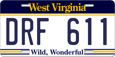 WV license plate DRF611