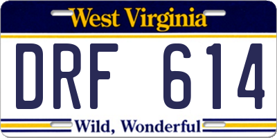 WV license plate DRF614