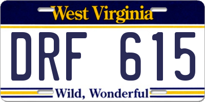 WV license plate DRF615