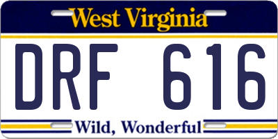 WV license plate DRF616