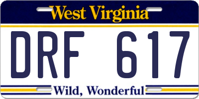 WV license plate DRF617