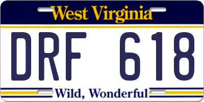 WV license plate DRF618