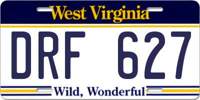WV license plate DRF627