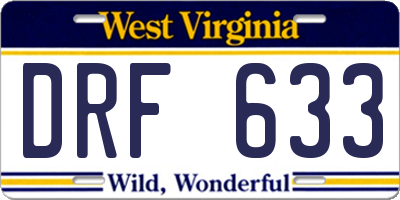 WV license plate DRF633