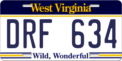 WV license plate DRF634