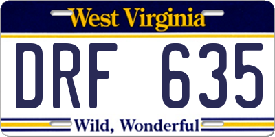 WV license plate DRF635