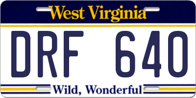 WV license plate DRF640