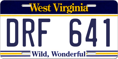 WV license plate DRF641