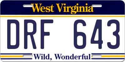 WV license plate DRF643