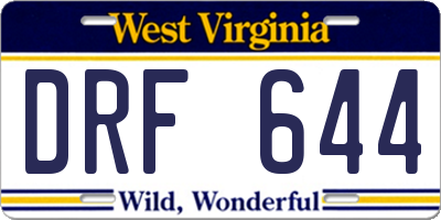 WV license plate DRF644