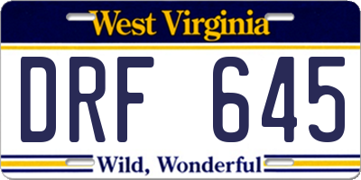 WV license plate DRF645