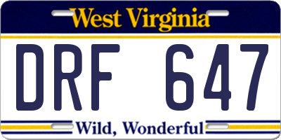 WV license plate DRF647
